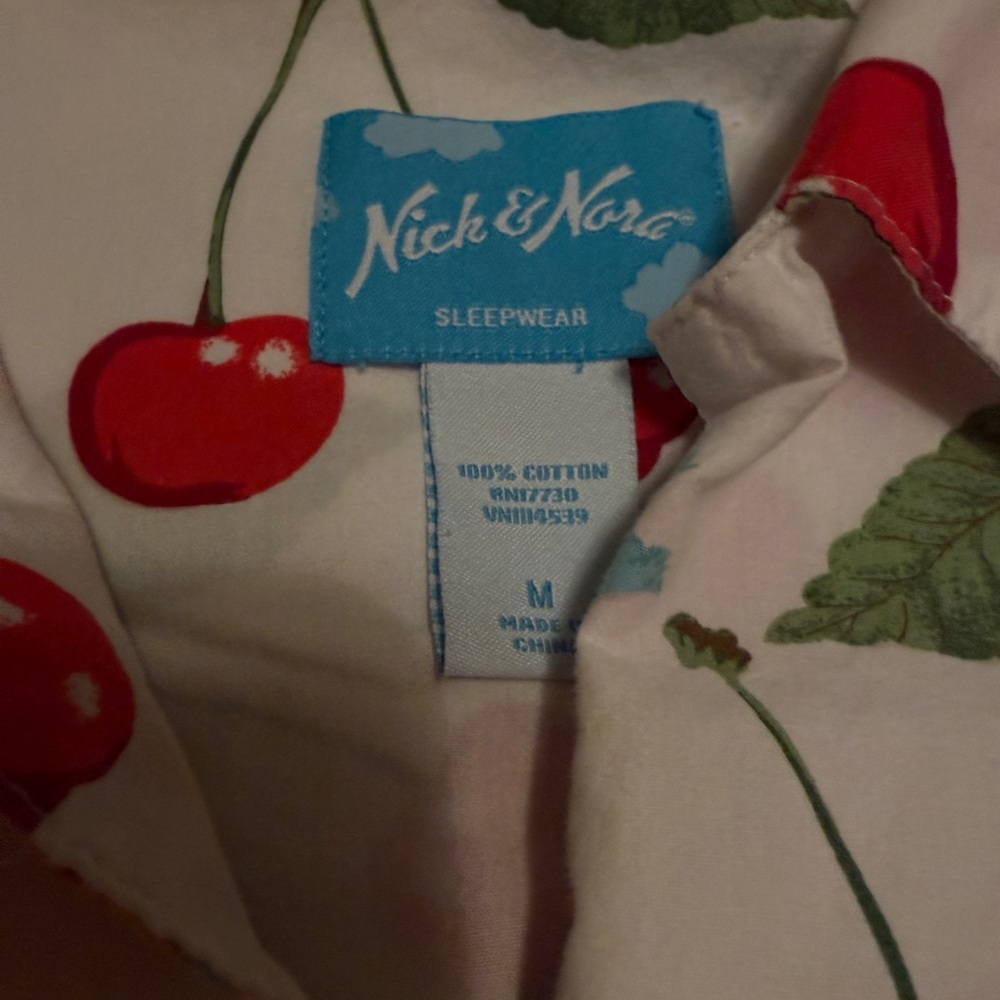 Nick & Nora White Button-Up with Red Cherry Print - Picture 8 of 8